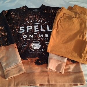 Black and Rusted Orange Graphic Sweatshirt with Rusted Pants